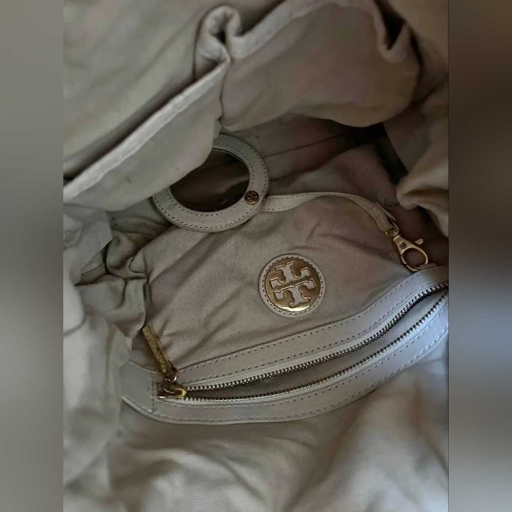 Tory Burch Louisa Messenger Foldover Leather Ivory Bag Purse Handbag - Picture 6 of 6
